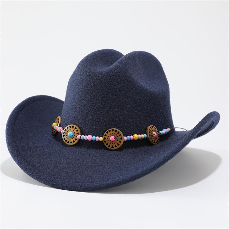 Vintage Western Cowboy Hat Ethnic Curled Top Hat Jazz Hat Travel Vacation Sun Hat Men and Women