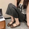 Silver Light Mouth Ballet Flat-soled Single Shoes for Women's 2025 New Summer Skirt French Round Head Mary Jane Shoes