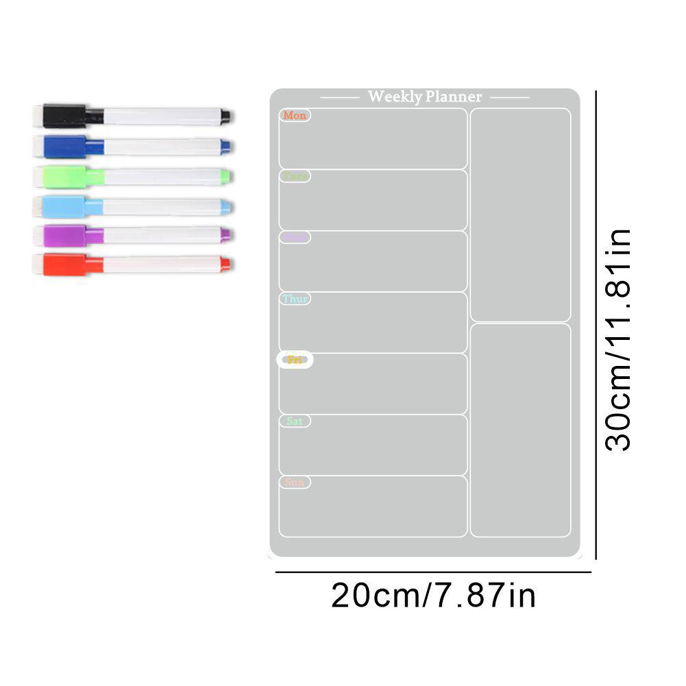 Magnetic Menu Board 7.8x11.7 In Clear Planner Board Reusable Acrylic Dry Erase Board with 6 Color Pens for Refrigerator