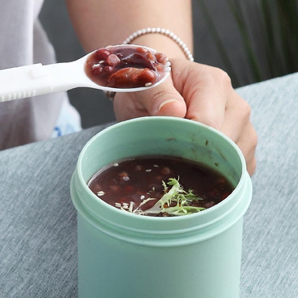 Leak Proof Lid Breakfast Cup Built in Spoon Portable Cup Daily Food Mug with Spoon Picnic Camping
