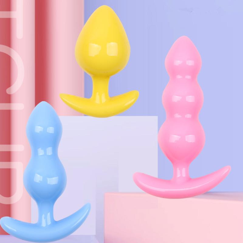 1/3Pcs Silicone Butt Plug Ease-in -Anal Plugs Training Set Expandable Beginner Anales Beads Beginner Soft Silicone Anal Plugs