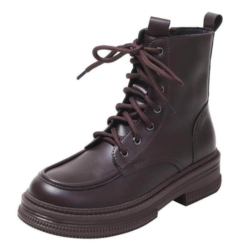 Fashion Luxury Women's Boots 2025 Spring Autumn Laceup Short Boots Fashion Anti-skid Platform Boots for Women Brand New Shoes Zapatos