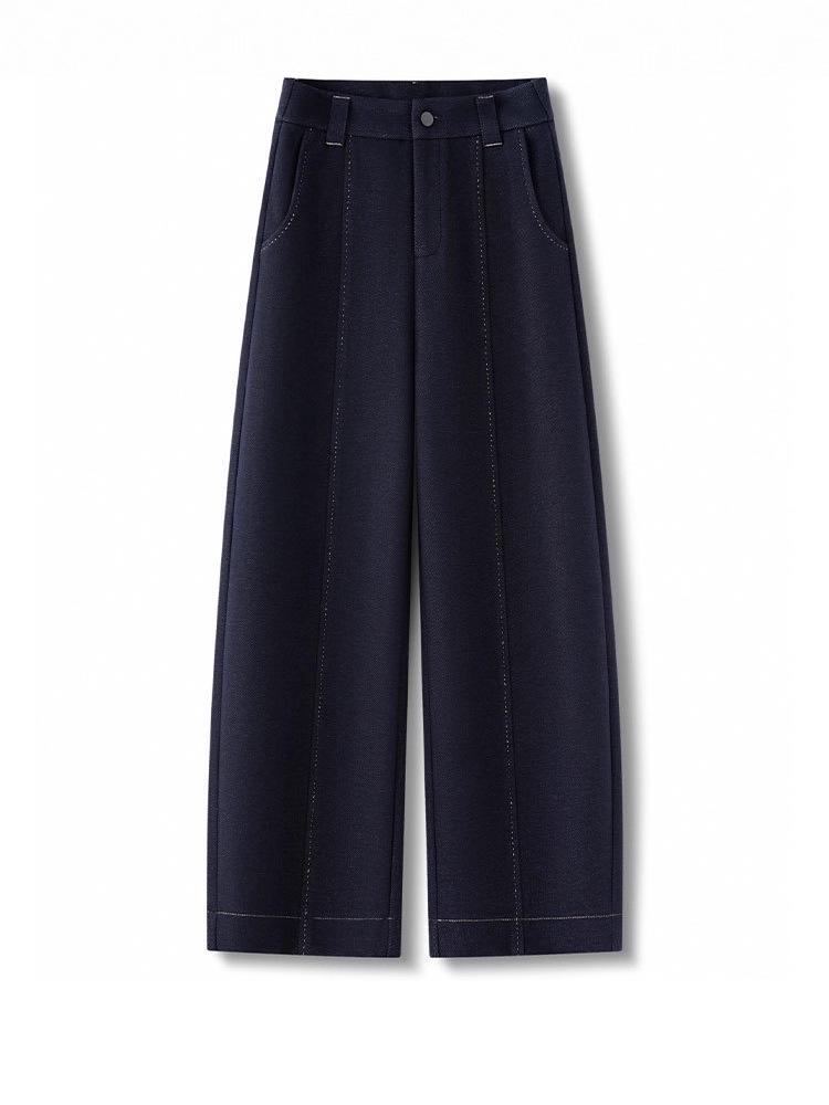 Women's Slim Fit Acetate Wool Cigarette Pants - Autumn/Winter Straight-Leg Casual Trousers