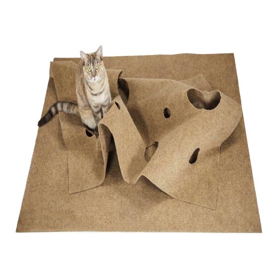 

Felt Cat Tunnel with Peek-a-Boo Holes Foldable Large Interactive Cat Play Mat Hideaway Cave Indoor Cats Enrichment Activity Mat Exercise Peekaboo Toy