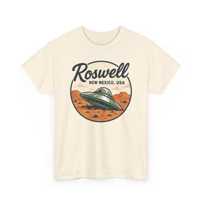 Roswell New Mexico - Maglietta in Cotone Grafica Divertente Alieno UFO Souvenir Finto Vintage