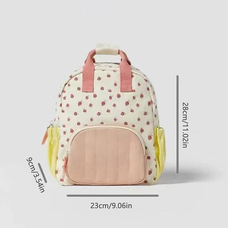 

Персонализированный вышитый детский рюкзак с клубничкой, детская школьная сумка, подарок, сумка для детской коляски, подарок к школе 1pcs