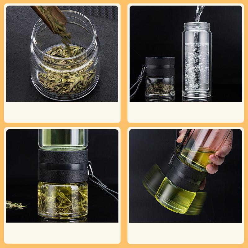 GIANXI Business Glass Tea Cups Portable Glass Cup With Lid And Lifting Ring Large Capacity Transparent Drinking Water Cup