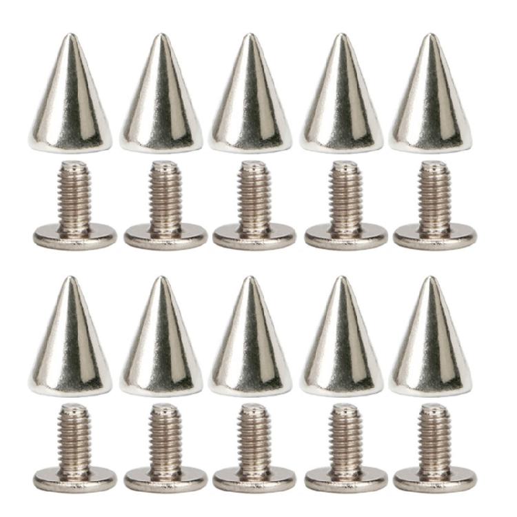 Clous à pointes Rivets Métal Argenté Rivets Décoratifs Punk, 10 Pièces Rivets Pointus à Visser Boucles Bouton Gothique pour Artisanat DIY