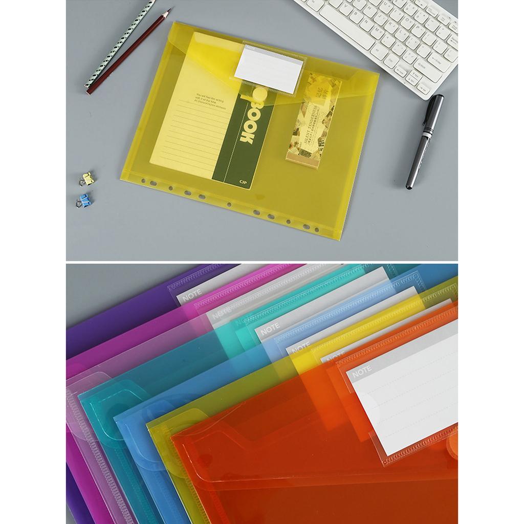 A4 File Folder Clear Document Bag Document Folder with 11 Hole Edge Paper Storage Bag School Office Supplies