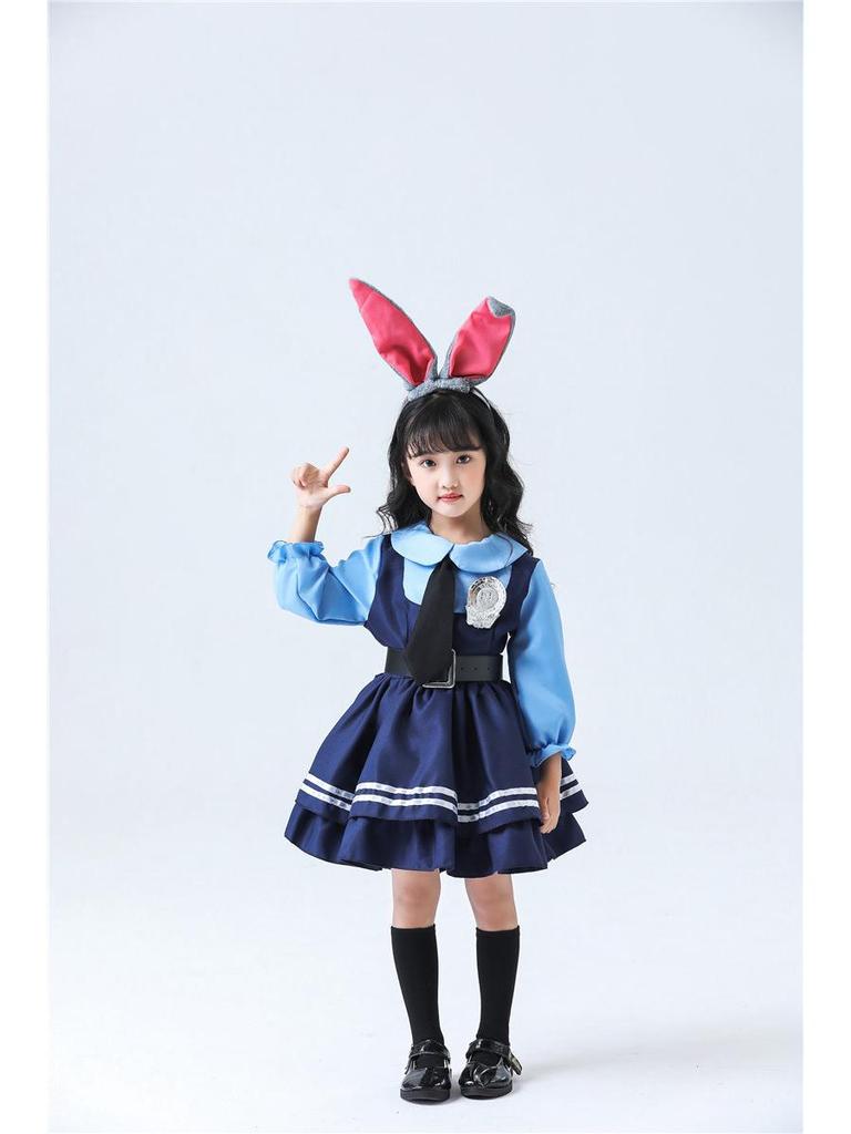 Judy Rabbit Police Officer Anime Cosplay Costume for Halloween Festival
