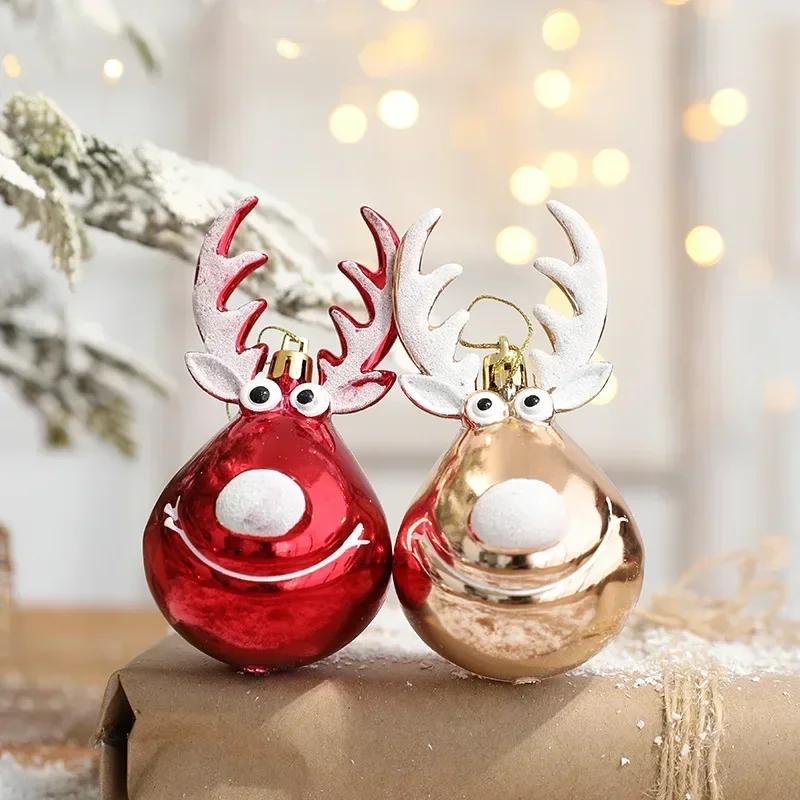 Christmas Antlers Deer Tree Pendants Hanging Balls Ornaments Xmas Decorations Ceiling Cute Deer Head Party Supplies Gifts