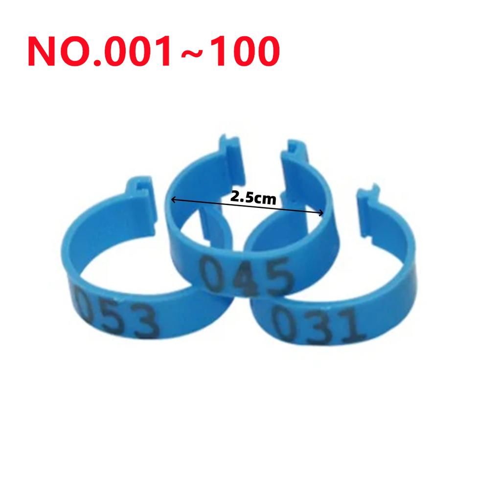 1Pack/100Pcs Inner Diameter 2.5cm Poultry Clip-type Foot Ring NO.001-100 Chicken Duck Goose Pigeon Label Buckle Poultry Supplies