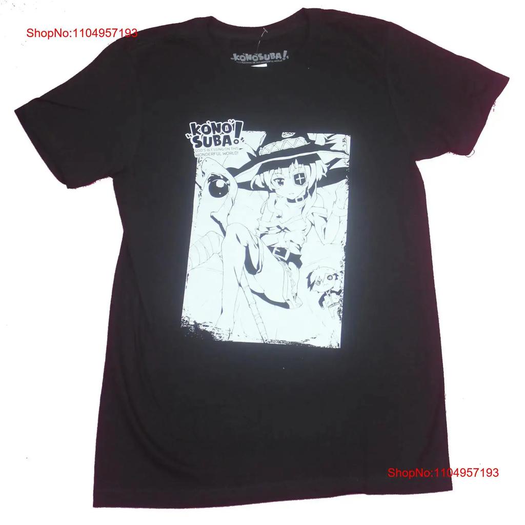 Konosuba Mens T Shirt Megumin Black And White Box Image Vintage Washed Designer Clothes Fashion Casual Stretched Comfortable