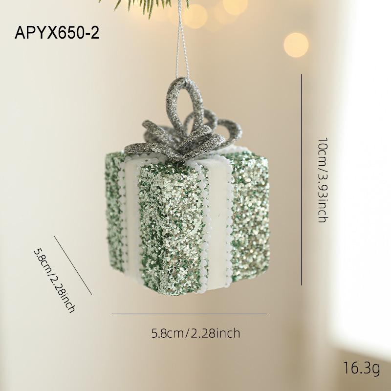 New Green Foam Christmas Ball Heterosexual Pendant Bright Glitter Sticky Powder Christmas Tree Hanging Ball Decorative Pendant Arrangement