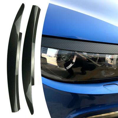 2Pcs Car Headlight Lamp Eyebrow Eyelid Cover Trim For Scirocco 2009- 2017 Glossy Black Carbon Fiber Parttern Car Accessories