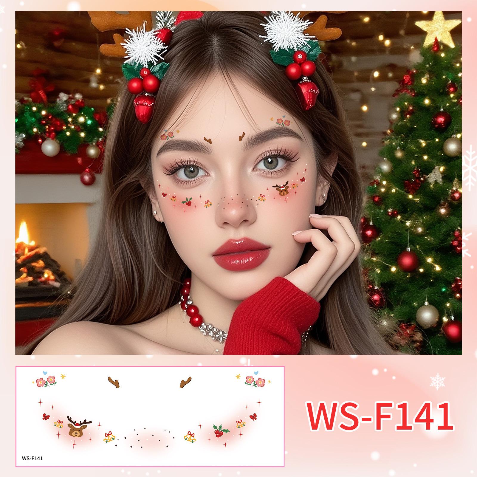 Cross Border New Manufacturer Direct Sales Christmas Makeup Face Stickers Party Dance Waterproof Sweat Creative Tattoo 60x160mm