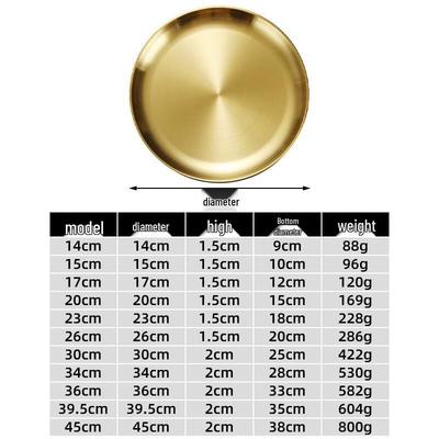Wutuo Gold-Plated 304 Stainless Steel Round Serving Tray