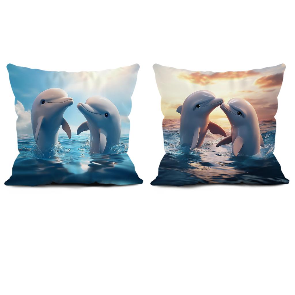 45X45Cm Dolphin Pillowcase Cushion Case 100% Polyester Living Room Bedroom Sofa Office Cushion Pillowcase Home Room Decoration