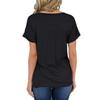 Fashion Womens Casual V-neck Pocket Ruffled Loose Color Blouse T-Shirts