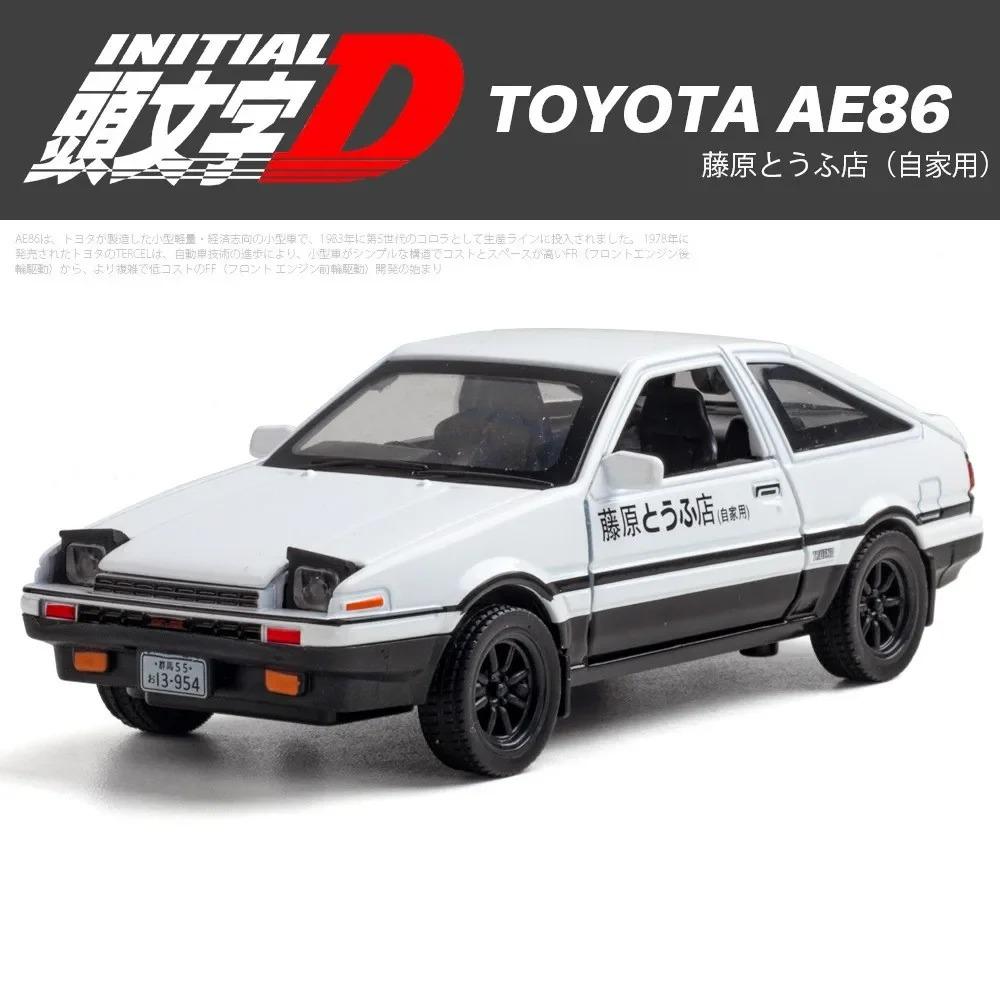 1/32 Toyota Initial D AE86 Toy Car Diecast Miniature Model Pull Back Sound Light Doors Openable Educational Collection Gift Kid