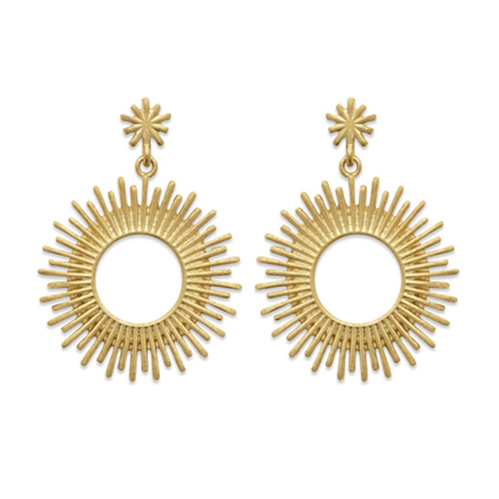 Les Trésors De Lily [R3597] - Gold Plated 'Cléopatra' Earrings (Sun) - 24x17mm
