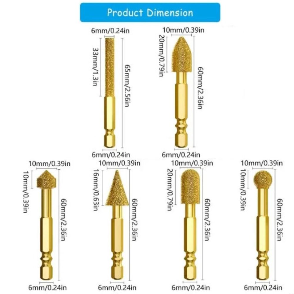 Efficient Abrasive Tool Adamas Rotary Tool Set Coated Grinding Burr  Glass Stone Carving
