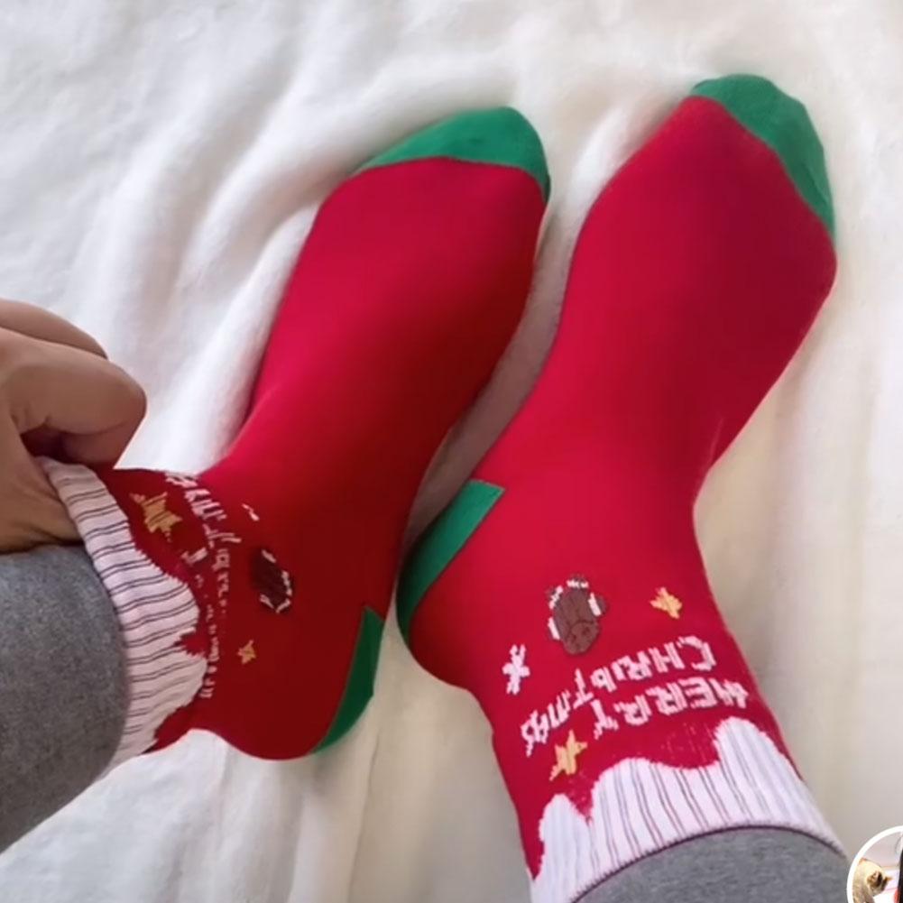 5Pairs Comfortable Cotton Christmas Sock Ornament Christmas Party Children Adult Gift Santa Reindeer Pattern Xmas New Year Decor