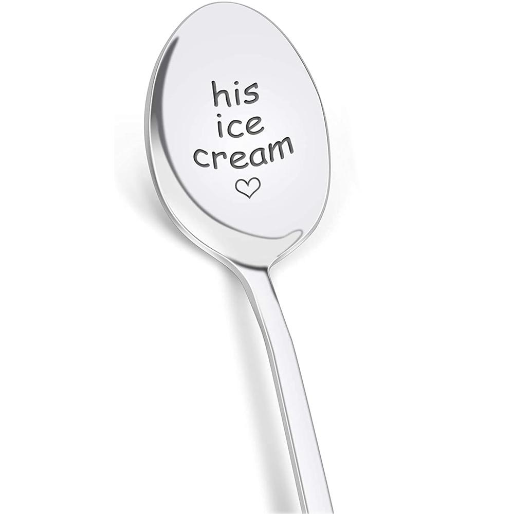 

His and Hers Ice Cream Spoon Valentine s Day Anniversary Engagement Wedding Gifts for Couple Graduation Christmas Birthday gift 19x3cm