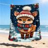 1pc Winter Deer Outdoor Personalized Flannel Blanket, Soft, Lightweight Personalized Flannel Blanket, Digital Printing,