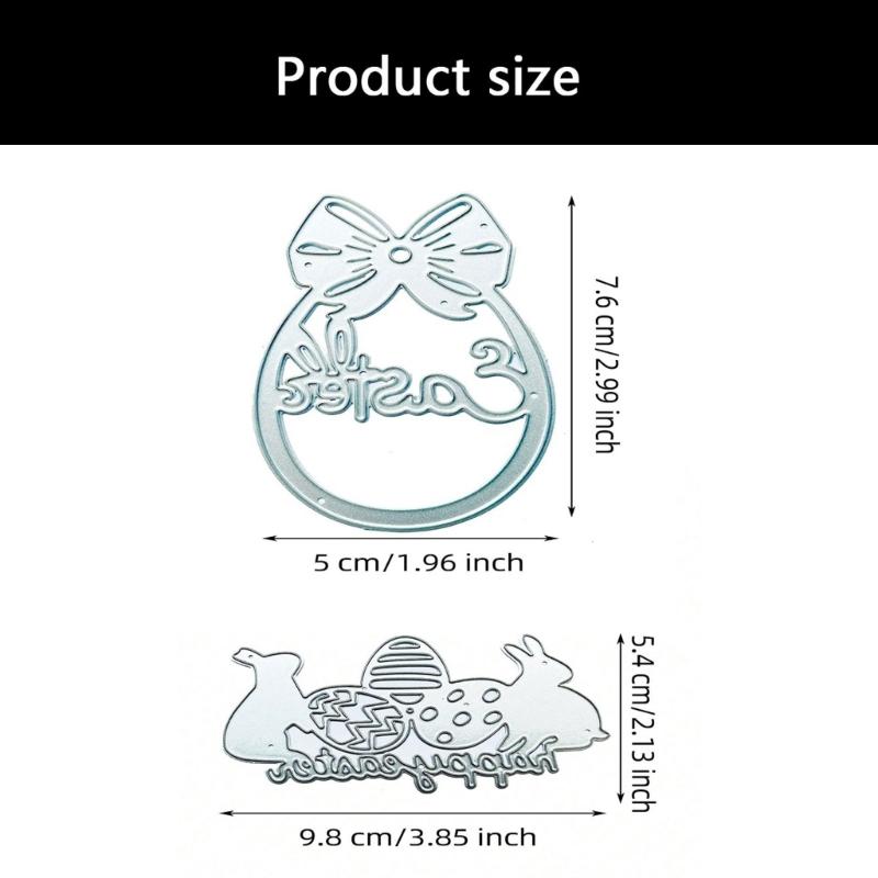 2Pcs Easter Hare Eggs Carbon Steel Cutting Dies Decorative Embossing Paper Dies for Scrapbooking Invitation Card Making