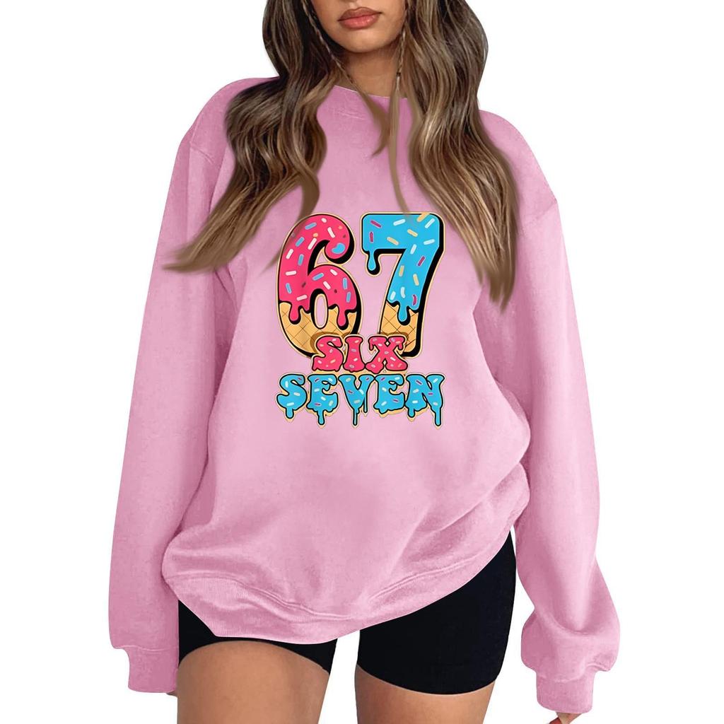 Women's Fashionable Casual Long-Sleeved Round-Neck Printed Pullover Sweatshirt