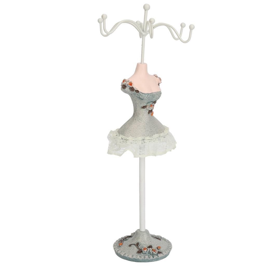 Earrings Necklace Princess Dress Stand Display Iron Mannequin Princess Jewelry Rack Pine Green 3
