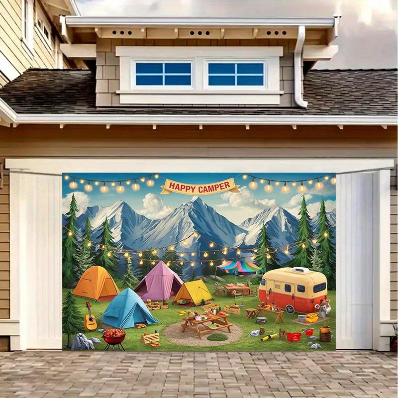 1pc Happy Camping Campsite Party Banner, Polyester, With Room Decorations, Home Decorations, Wall Decorations