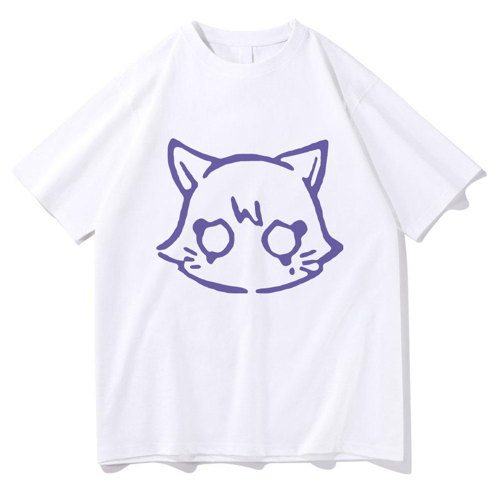 Genshin Impact Scaramouche Gatto Maglietta Carina Moda Anime Uomo/Donna Estetica Wanderer Maglietta Unisex Cotone Alta Qualità Magliette