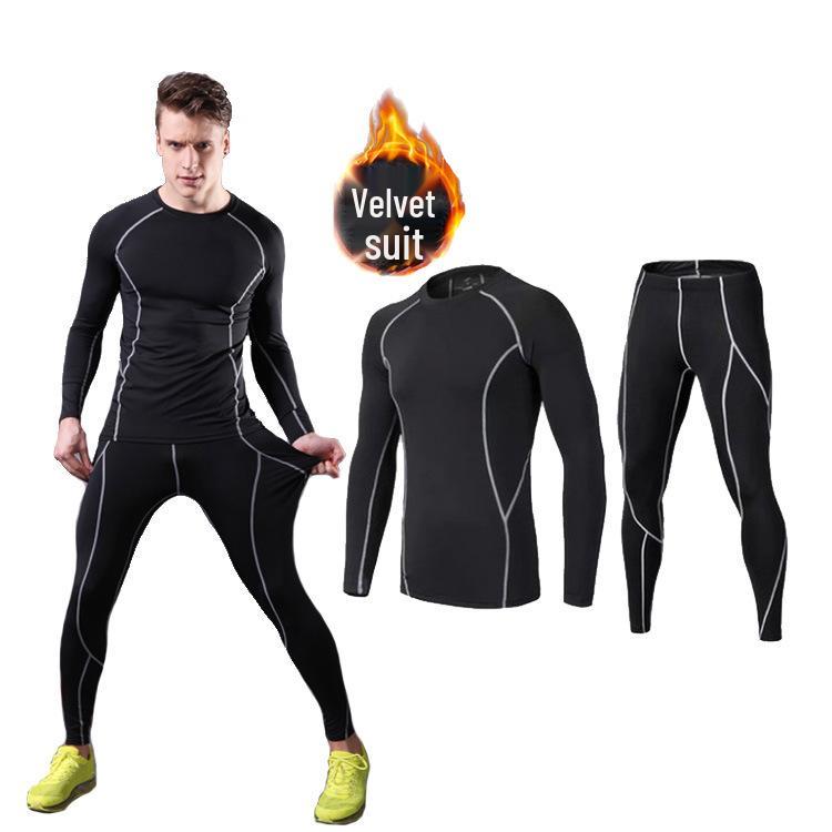 Herren Fleecegefütterter Kompressionsanzug: Warme, schnelltrocknende Basisschicht zum Laufen und Trainieren
