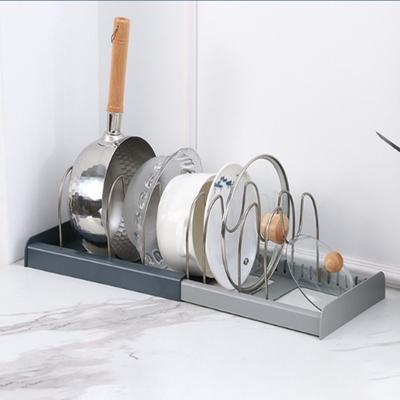 Stainless Steel Pot Lid Holder Adjustable Expandable Pot Cover Storage Rack Space Saving Telescopic Dish Drying Rack Kitchen