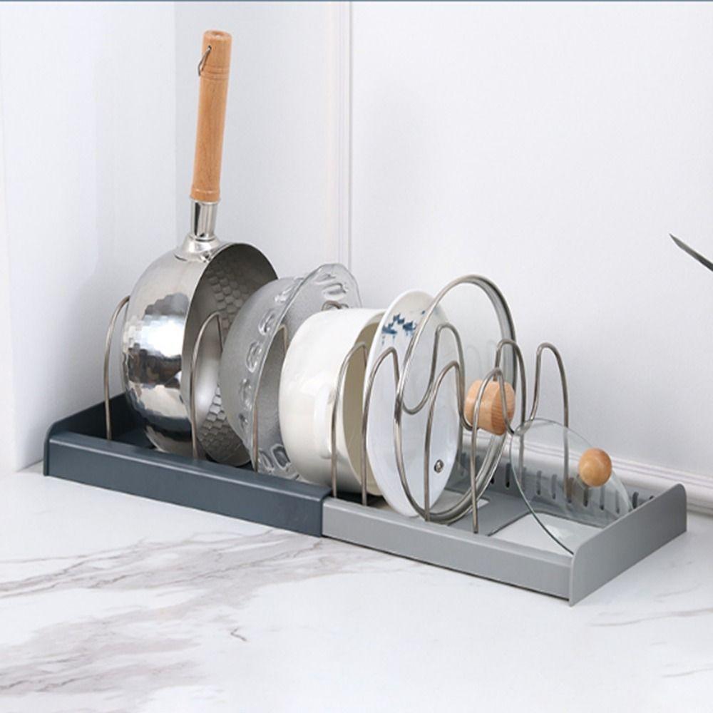 Expandable Pot Lid Holder Stainless Steel Cookware Dish Rack Kitchenware Storage Rack  Kitchen