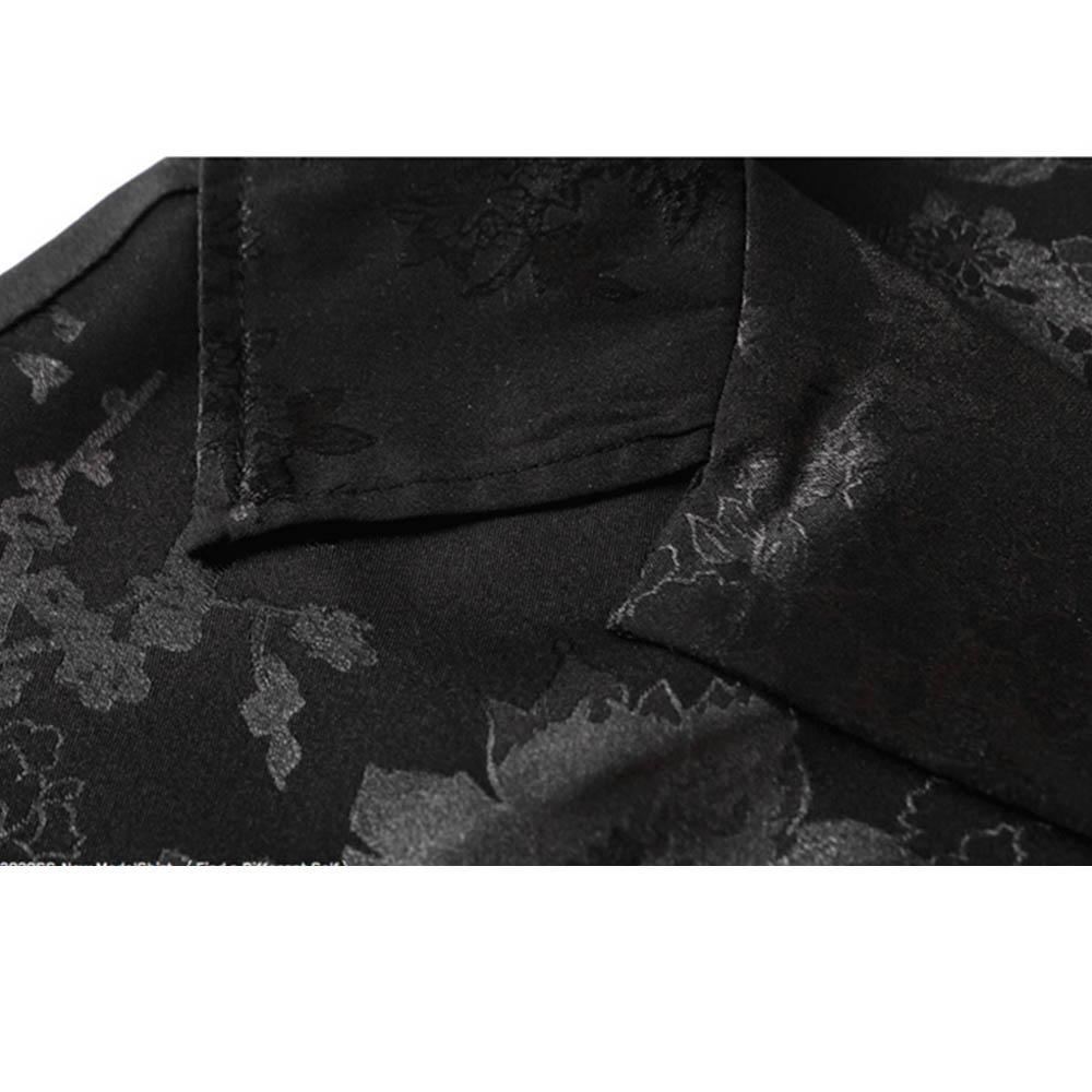 Jacquard Satin Material Button Down Herrenhemd Sommer Weiche Hemden Mann Vintage Street Shirts
