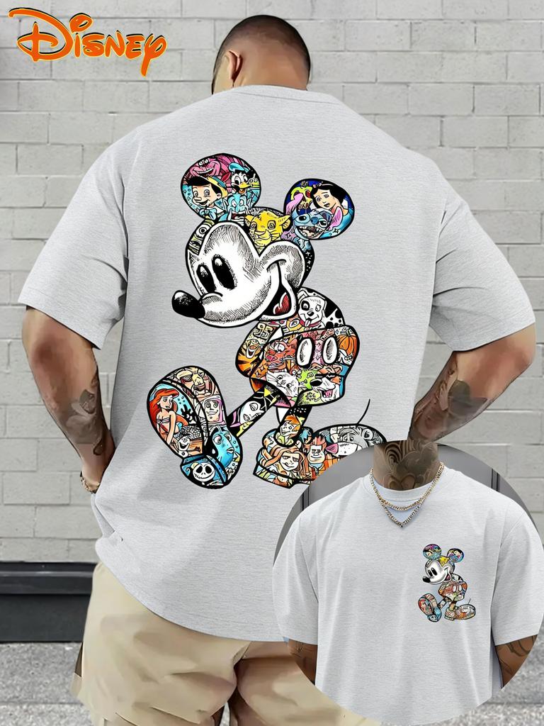 Disney Summer Tshirt Mens and Womens Cartoon Printed Oversized Parent Child Top Fashion Casual Cotton Home Sports Street
