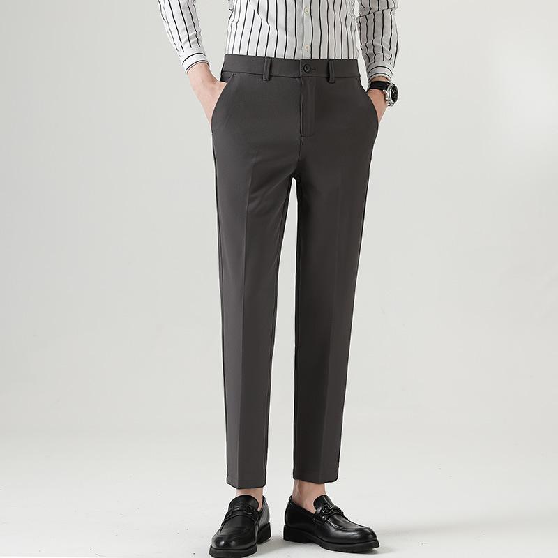 

Летние легкие роскошные мужские маленькие брюки повседневные маленькие прямые легкие деловые мужские эластичные узкие брюки 32