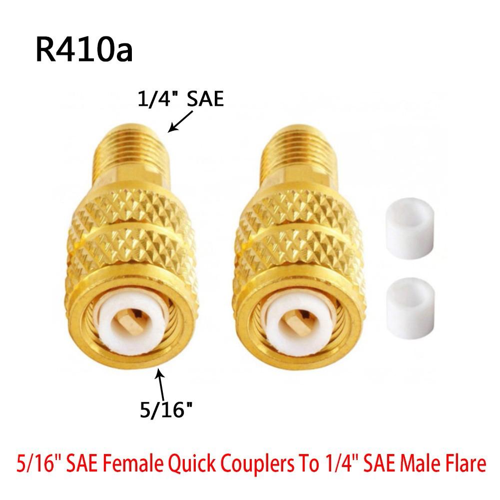 AC Refrigerant Adapter SAE External Thread 1/4 R410A Refrigeration Charging Adapter 5/16 SAE Quick Coupler for Valve System Tool