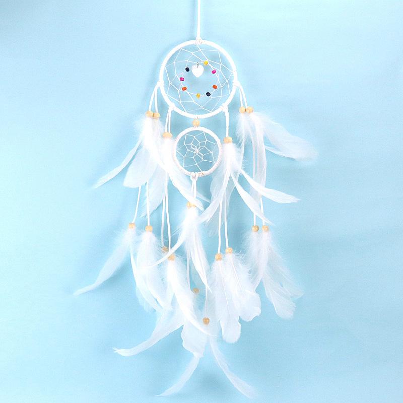 Creativity White Dream Catcher Pendant Handmade Feather Ornament Home Wall Room Decoration Birthday Festival Gifts Bedroom
