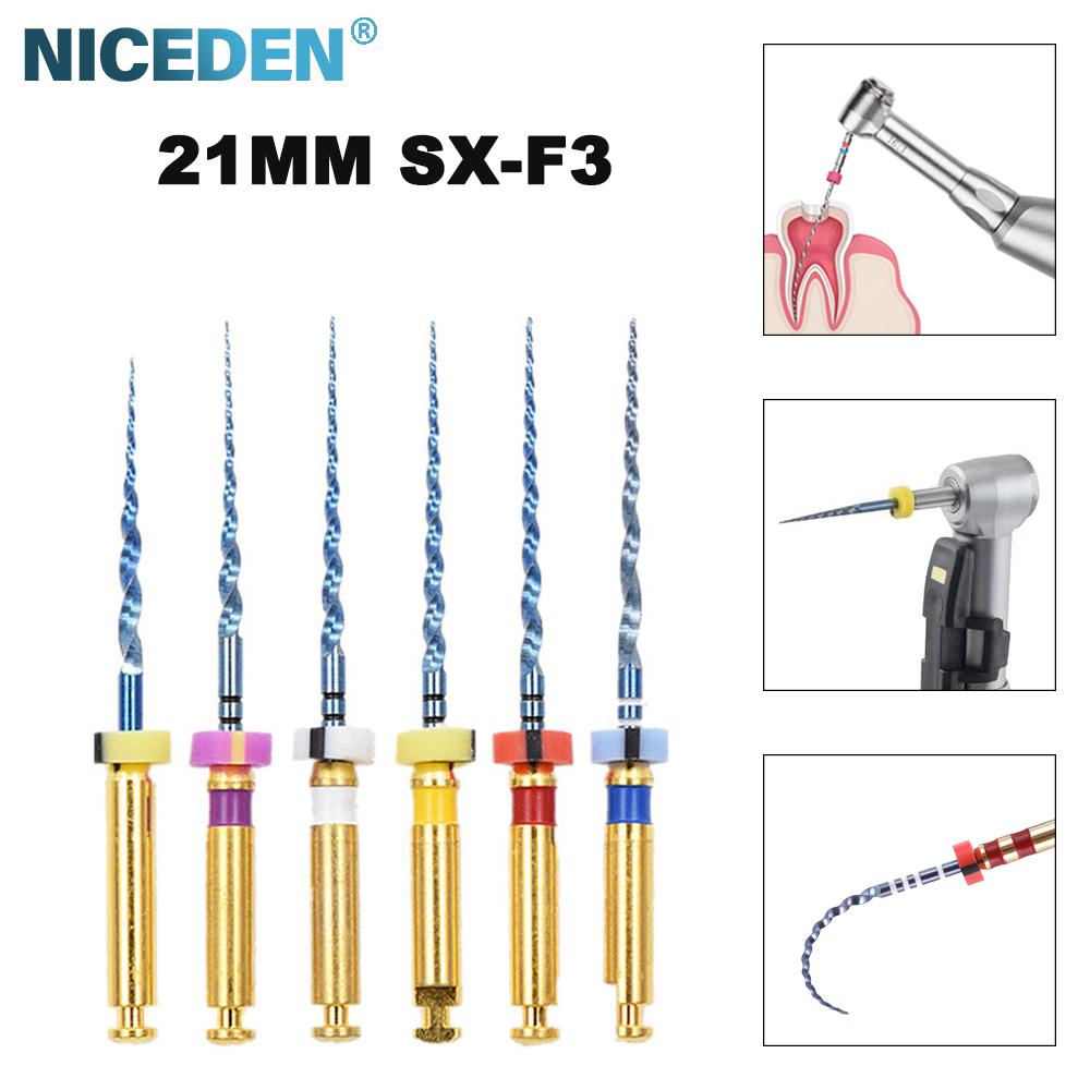 Niceden 6 szt. Silnik pilników endodontycznych NiTi do kanałów korzeniowych, stożkowe narzędzia stomatologiczne, elastyczne