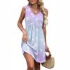 Robe d'été pour femme à col en V, décontractée, pour la plage, les vacances, rétro, à imprimé floral, sans manches, patchwork