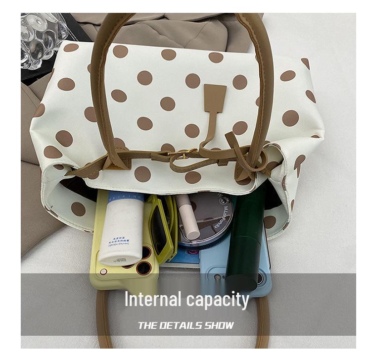2026 Women's Large Capacity Polka Dot Tote: Stylish, Casual Shoulder Bag for Work & Commute