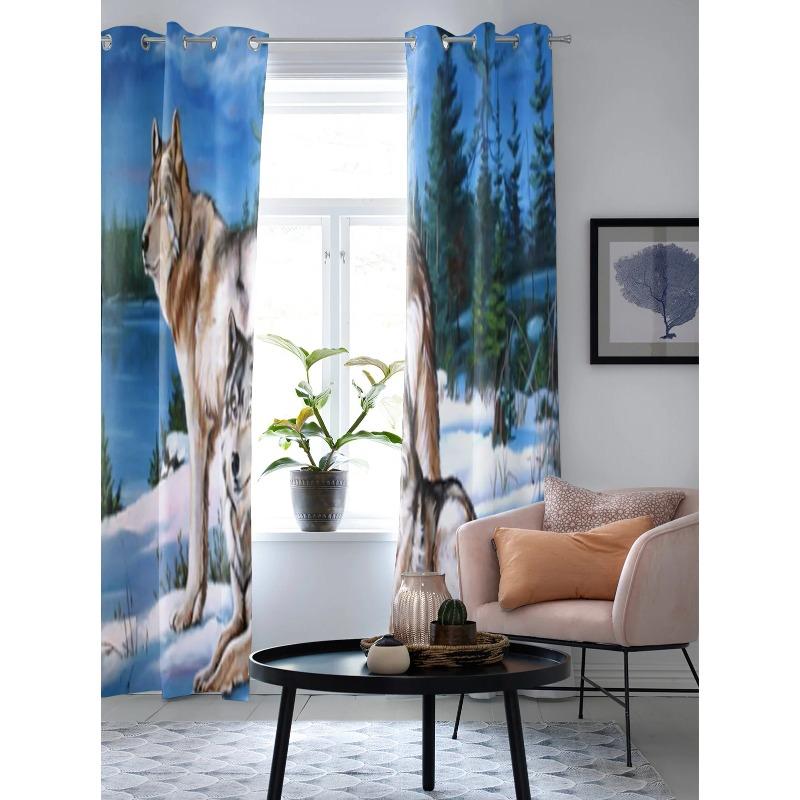 Vargar Oljemålning Fönstergardin För Barnrum Hem Persienner Gardiner För Vardagsrum Sovrum Fönsterdraperier