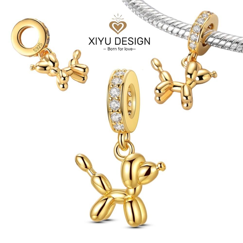 Copper Girl Holding Dog Charm Golden Retriever Beads Fit Original Bracelet Making Gift For Woman Jewelry Diy Fashion Pendant