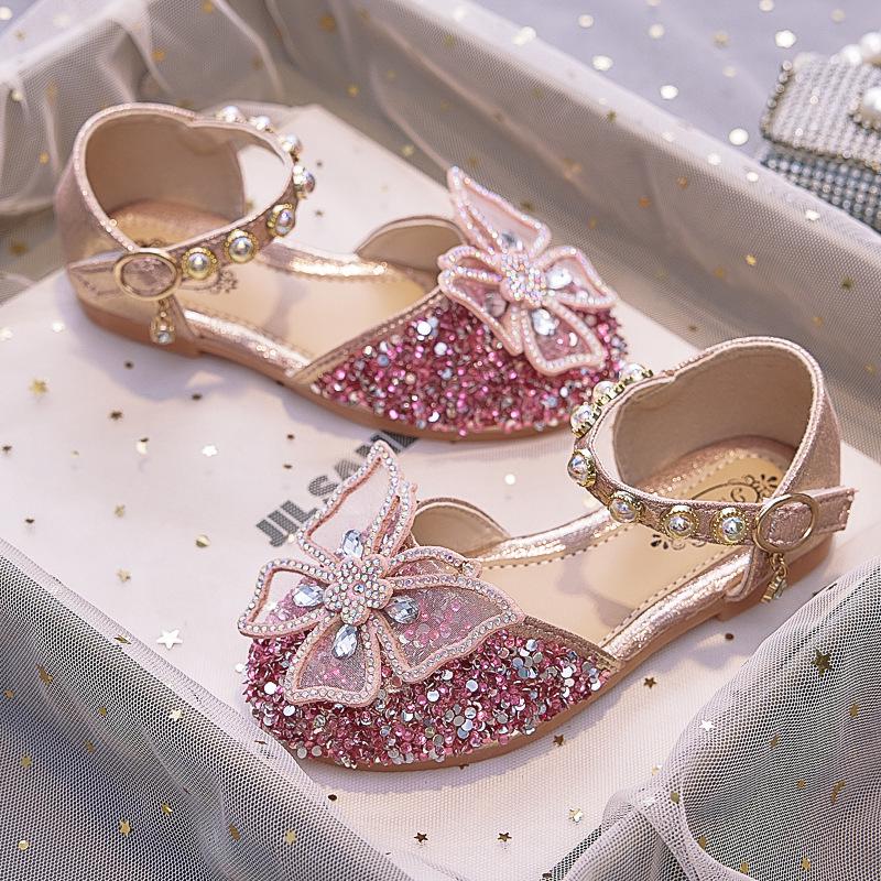 Butterfly Rhinestone Princess Shoes - 2025 Summer Soft-Sole Sandals for Girls