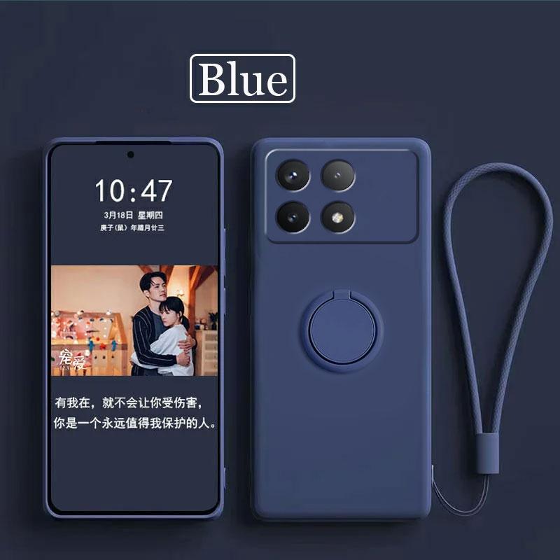 Case For Xiaomi Poco X6 Pro Case Liquid Silicone Ring Stand Shell Coque For POCO X6 Pro Cover Shockproof Redmi K70E Bumper Back Funda