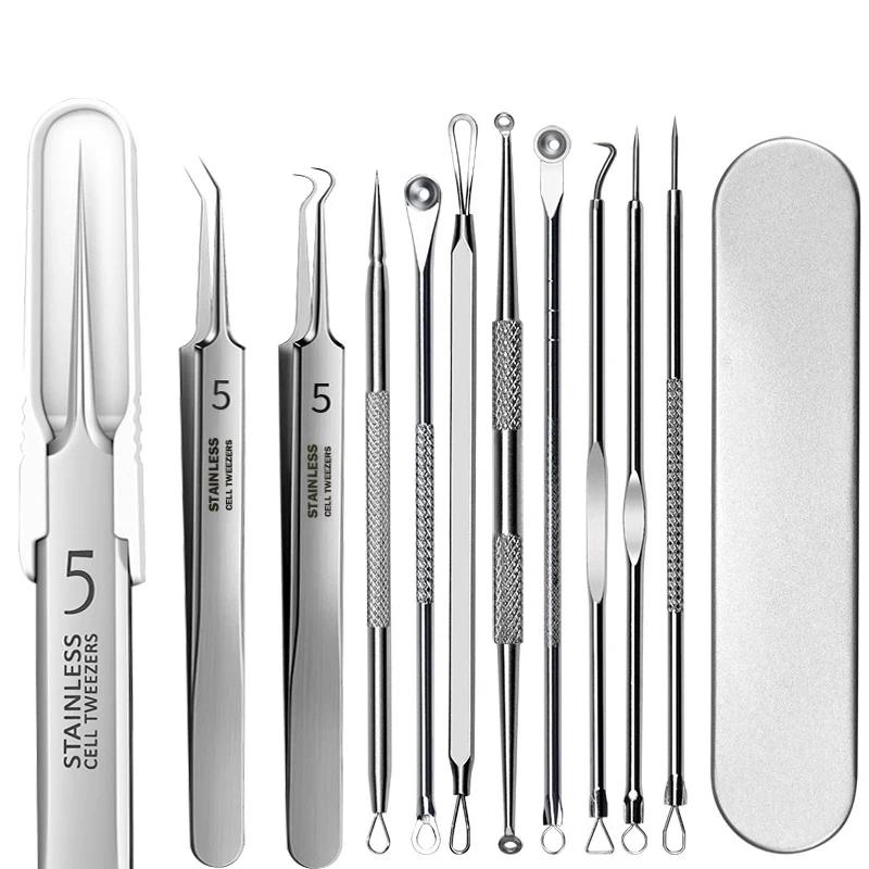 Ingrown Hair Tweezers Acne Blackhead Removal Needles Black Dots Cleaner Pore Cleaner Deep Cleansing Face Skin Care Tools